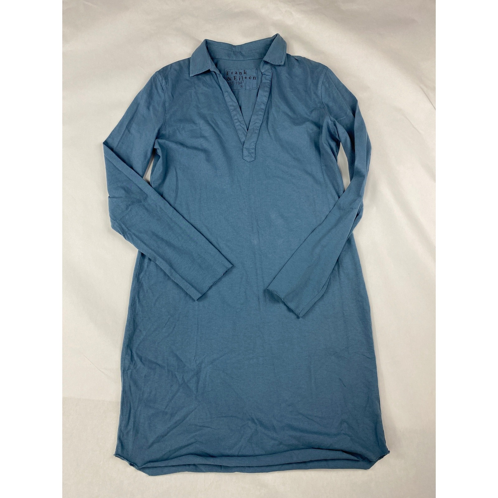 Frank & Eileen Nicole Henley Popover Dress Women's Size S Blue